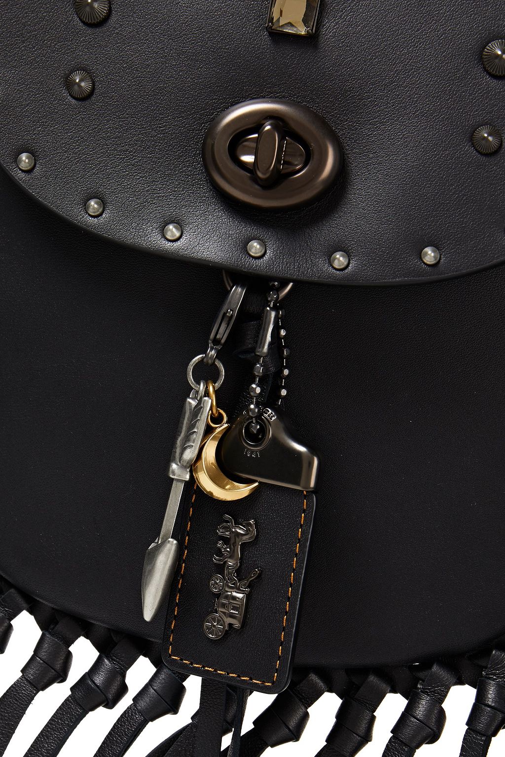 COACH Embellished fringed leather shoulder bag