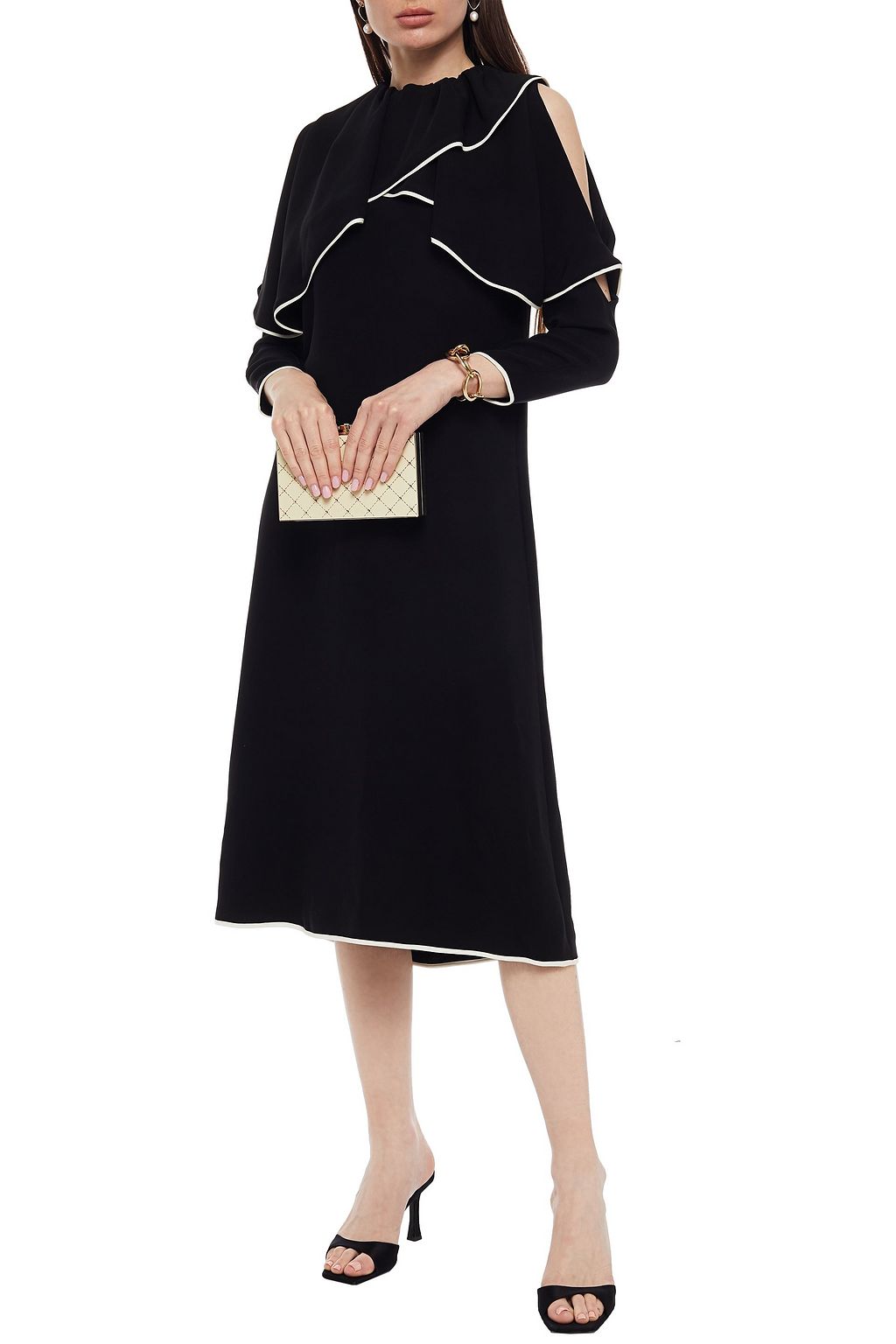 VALENTINO GARAVANI Mehrlagiges Midikleid aus Seiden-Crêpe mit Cut-outs