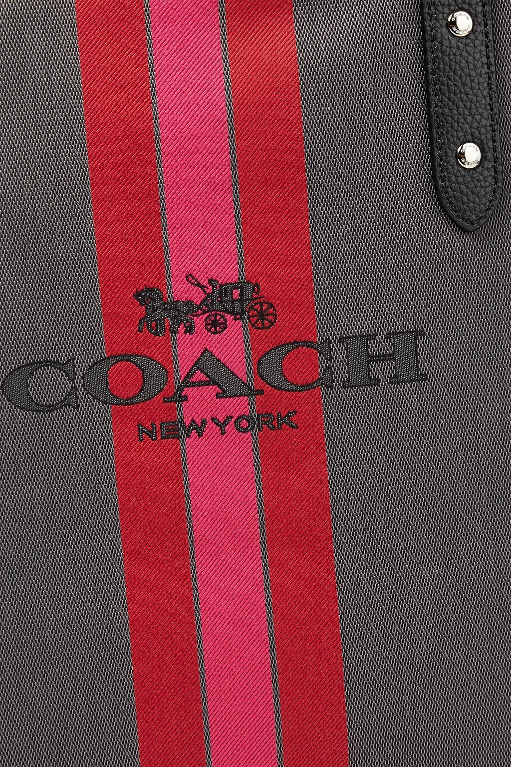 COACH Leather-trimmed embroidered cotton-blend canvas tote