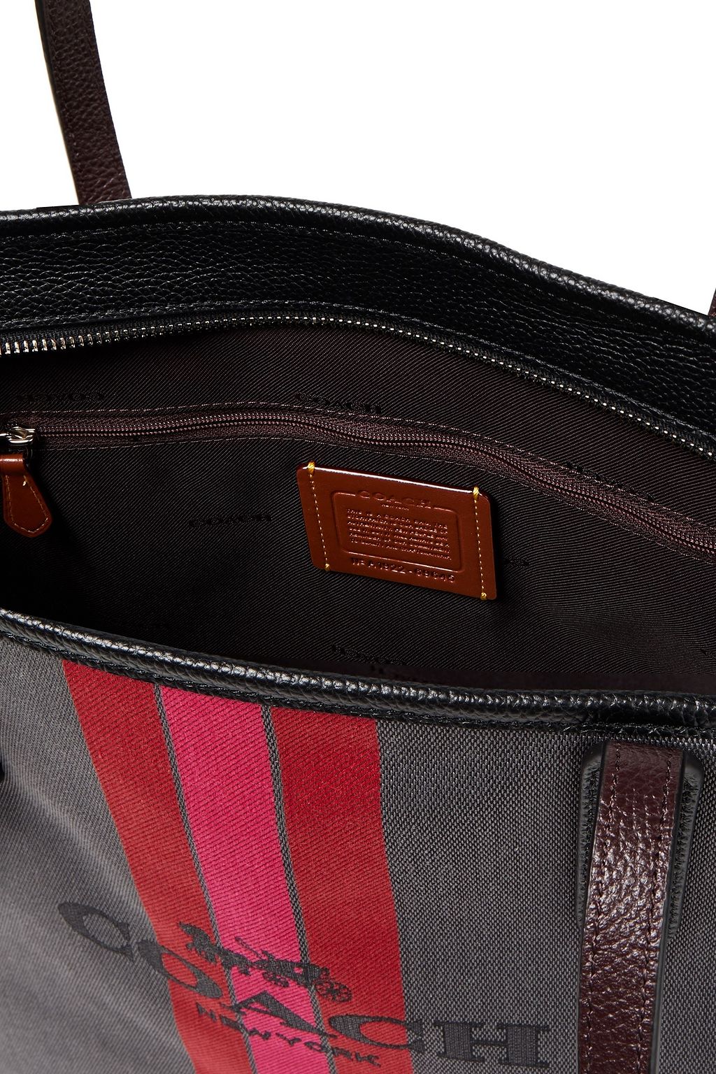COACH Leather-trimmed embroidered cotton-blend canvas tote