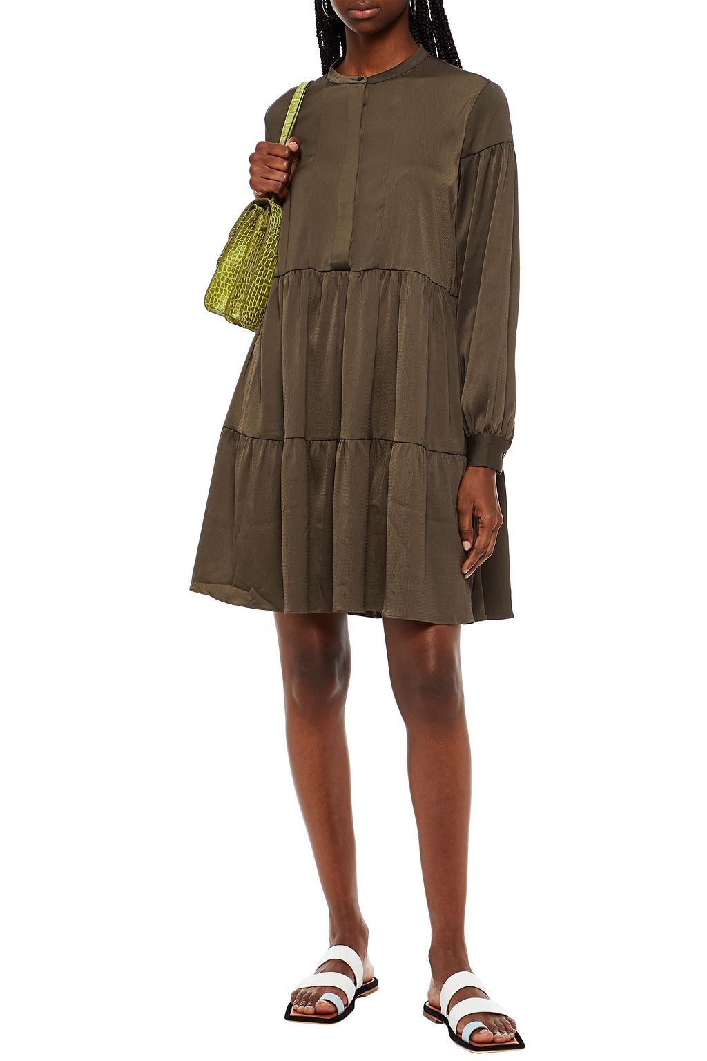 SAMSØE Φ SAMSØE Gathered hammered stretch-satin mini dress