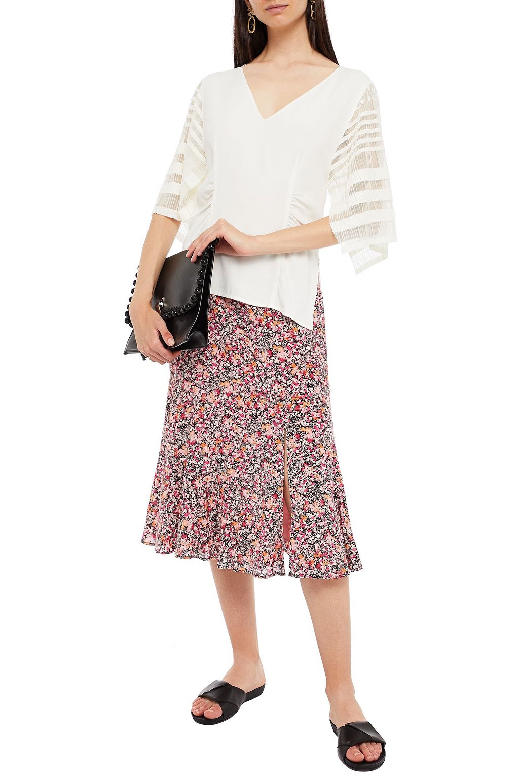 ALTUZARRA Snake-print silk crepe de chine skirt