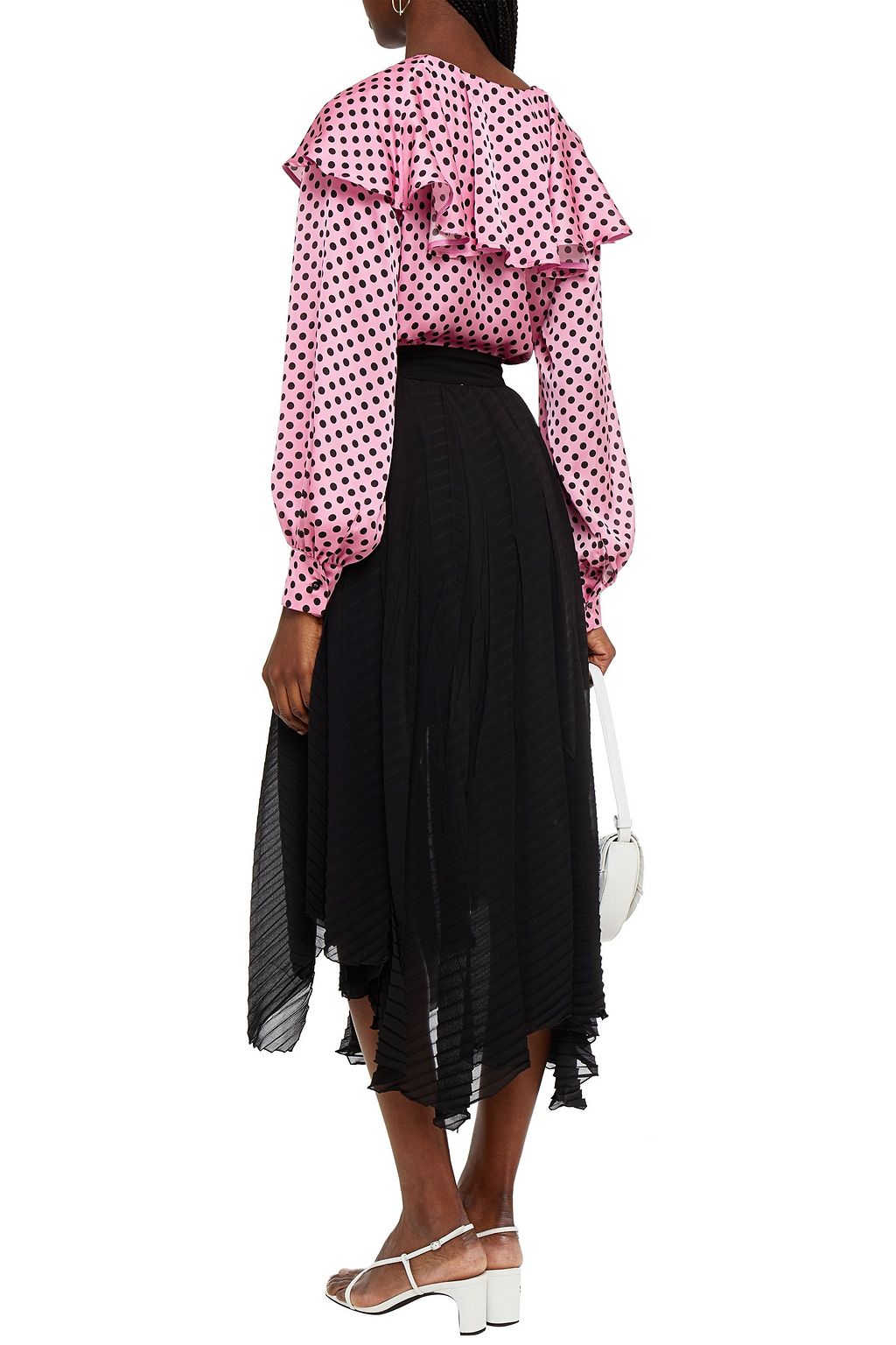 MSGM Pleated jacquard midi skirt