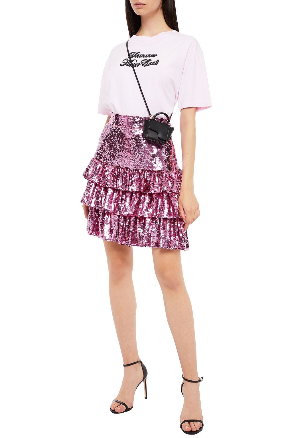 MSGM Tiered sequined georgette mini skirt