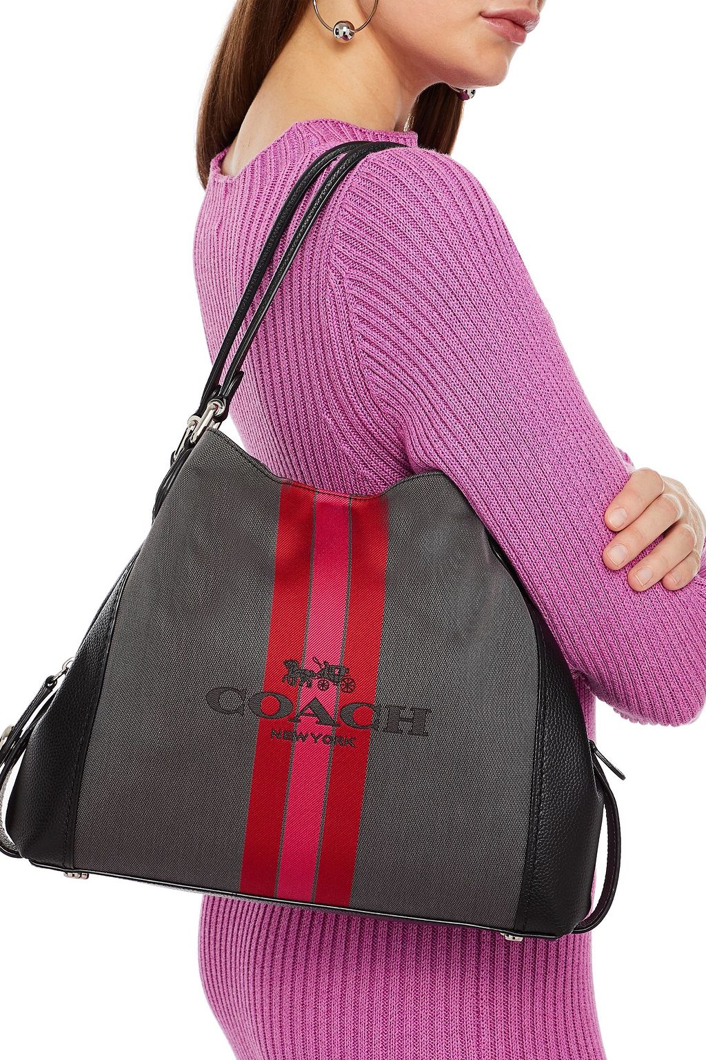 COACH Leather-trimmed canvas shoulder bag