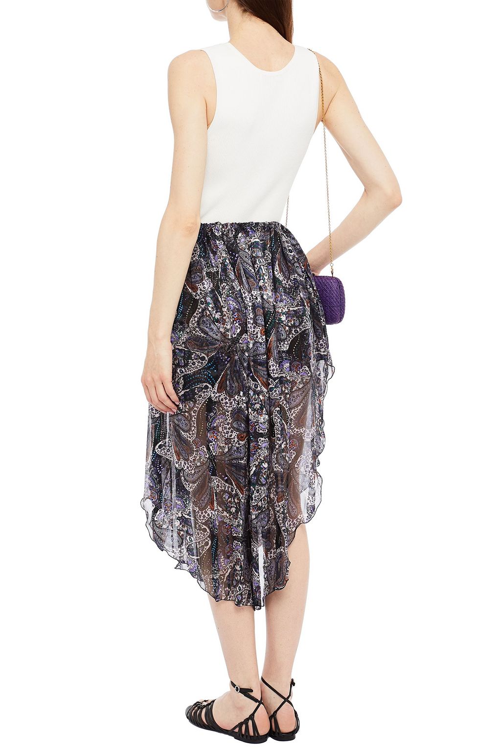 ETRO Gathered printed silk-chiffon midi skirt