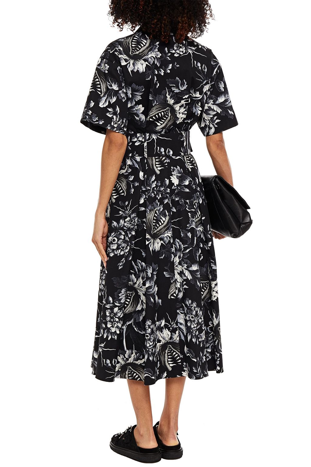 MSGM Printed cotton-poplin midi shirt dress