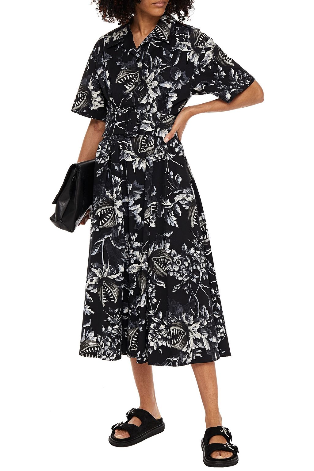 MSGM Printed cotton-poplin midi shirt dress