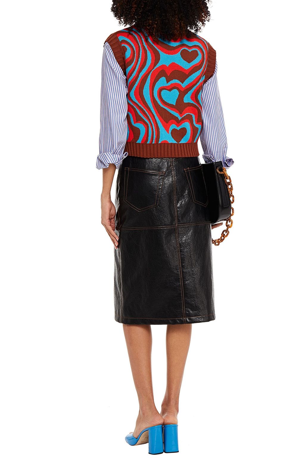 MSGM Faux textured-leather skirt