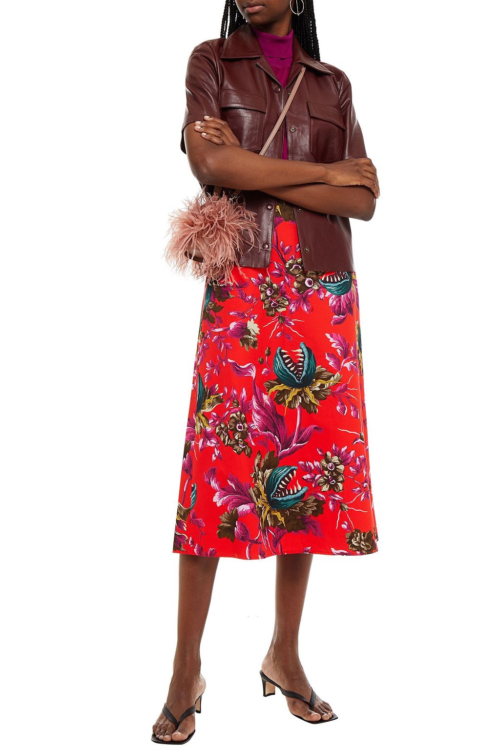 MSGM Printed cotton midi skirt