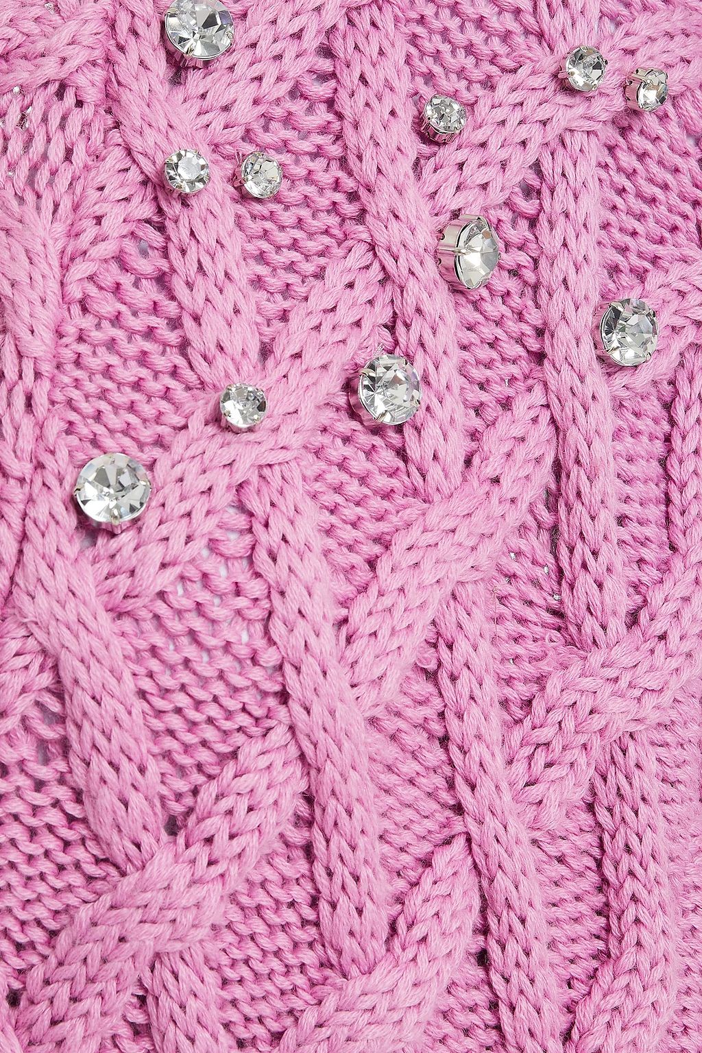 MSGM Crystal-embellished cable-knit wool-blend mini dress