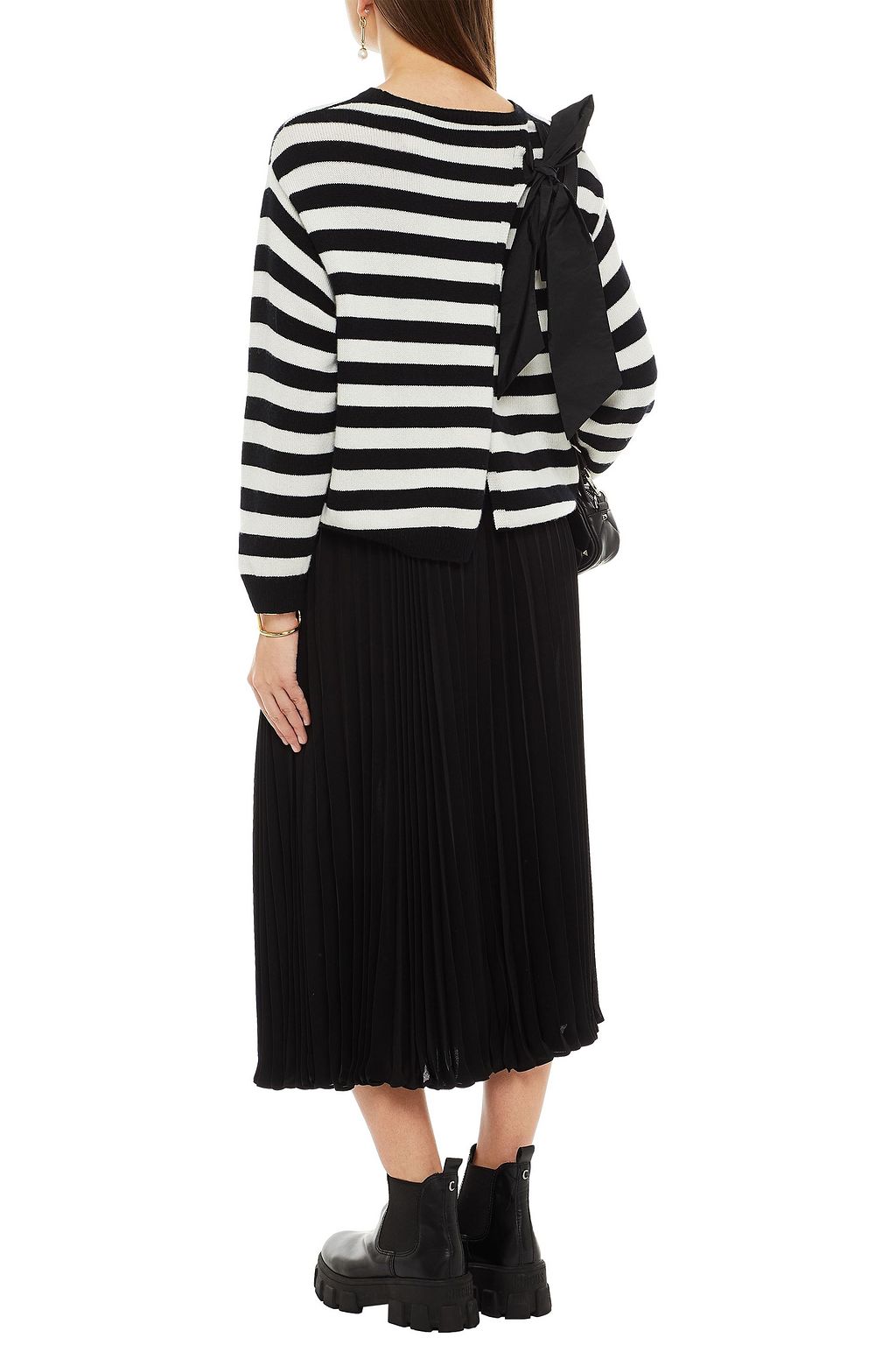 VALENTINO GARAVANI Pleated silk-chiffon midi skirt