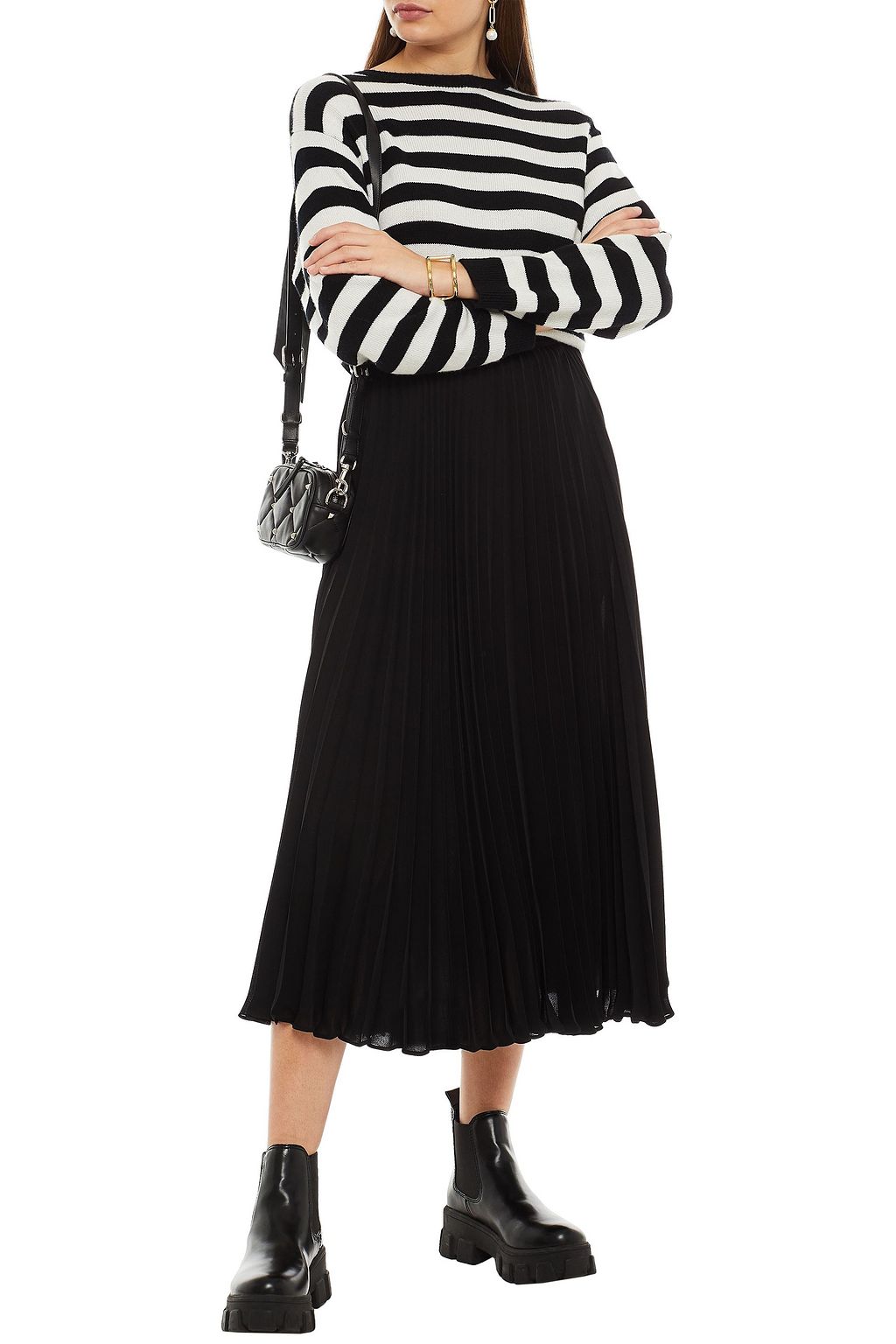 VALENTINO GARAVANI Pleated silk-chiffon midi skirt
