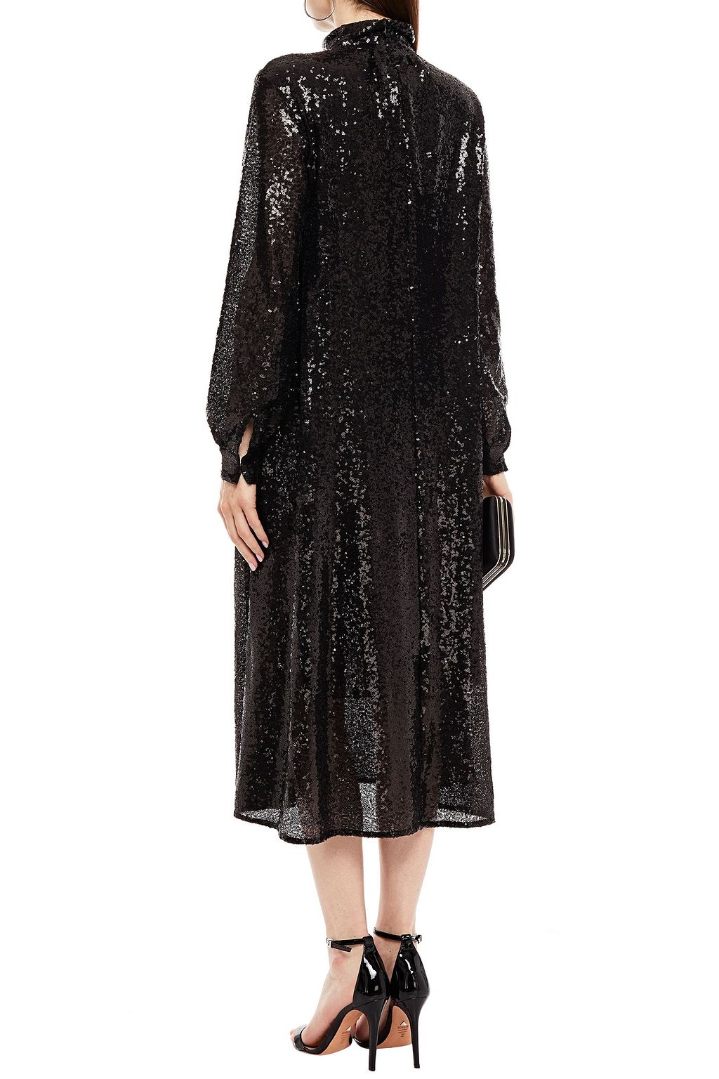 SAMSØE Φ SAMSØE Gathered sequined stretch-mesh midi dress