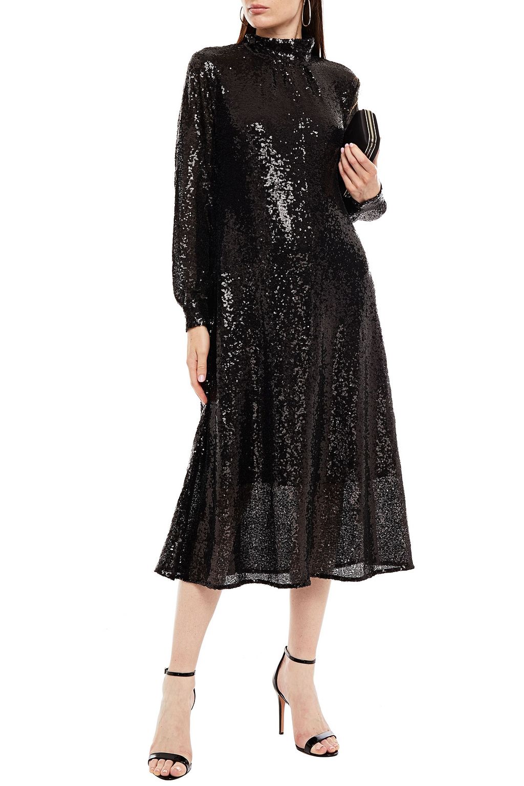 SAMSØE Φ SAMSØE Gathered sequined stretch-mesh midi dress