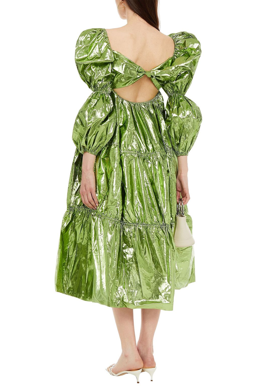 REJINA PYO Nola gathered lamé midi dress