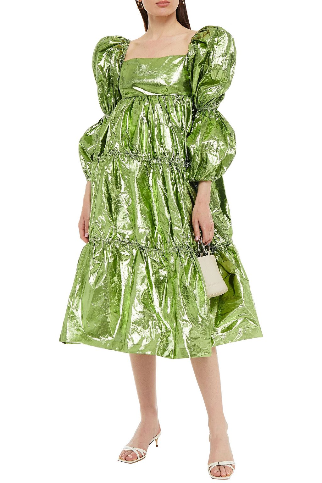REJINA PYO Nola gathered lamé midi dress