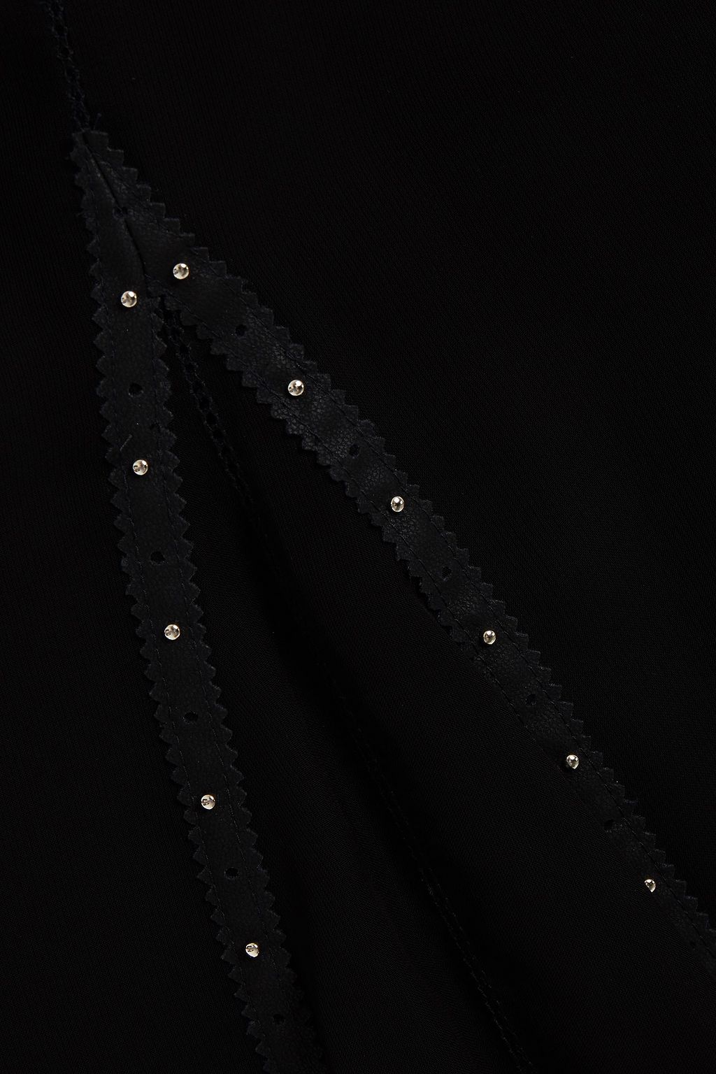 COACH Leather-trimmed studded cupro midi skirt