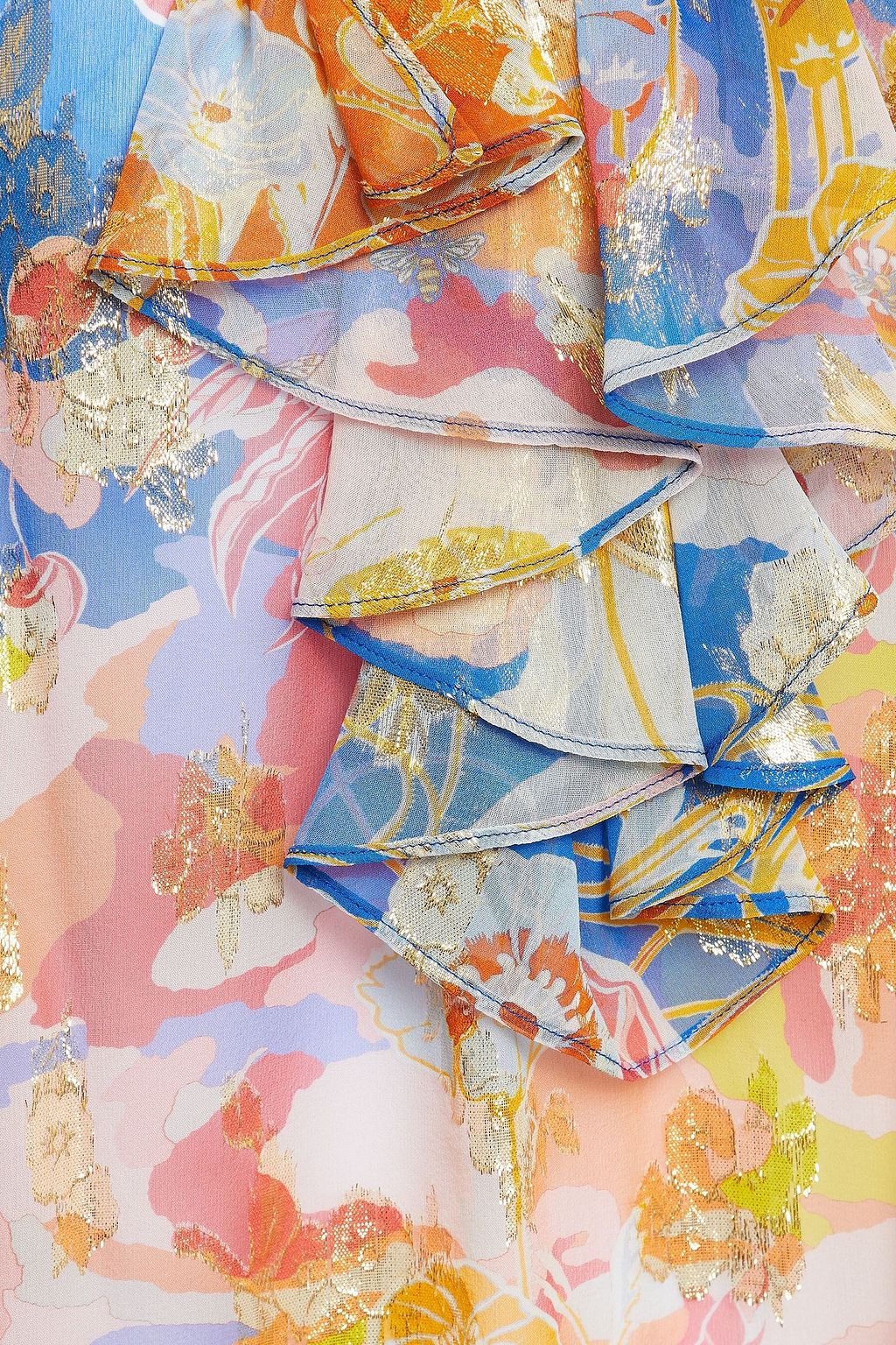 DUNDAS Metallic printed silk-blend fil coupé tunic