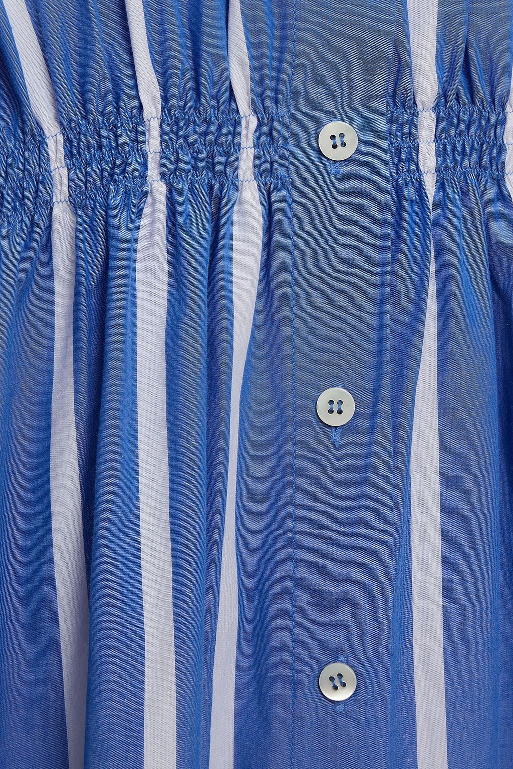 REJINA PYO Gestreiftes Hemdkleid in Midilänge aus Baumwollpopeline mit Raffung