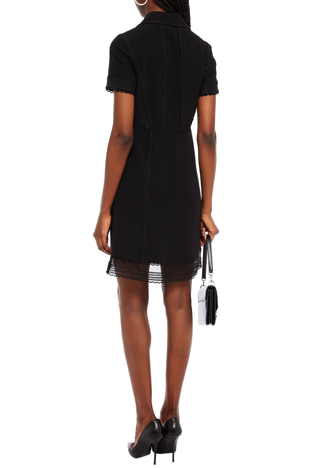 COACH Lattice-trimmed crepe de chine mini dress