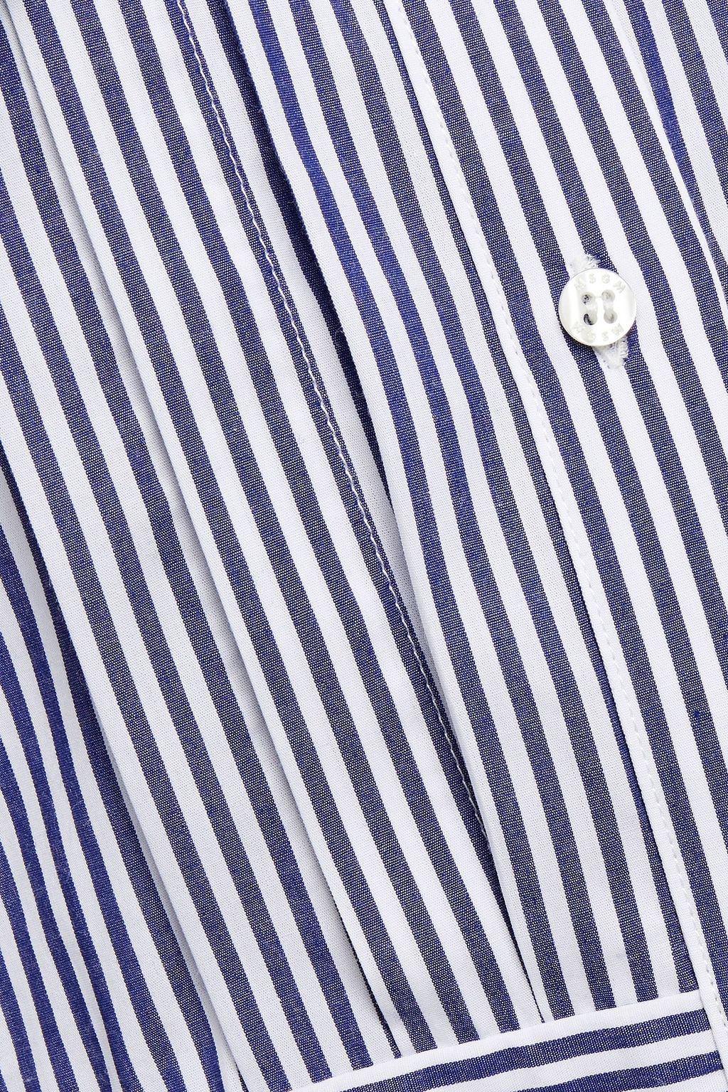 MSGM Pussy-bow striped cotton-poplin mini shirt dress