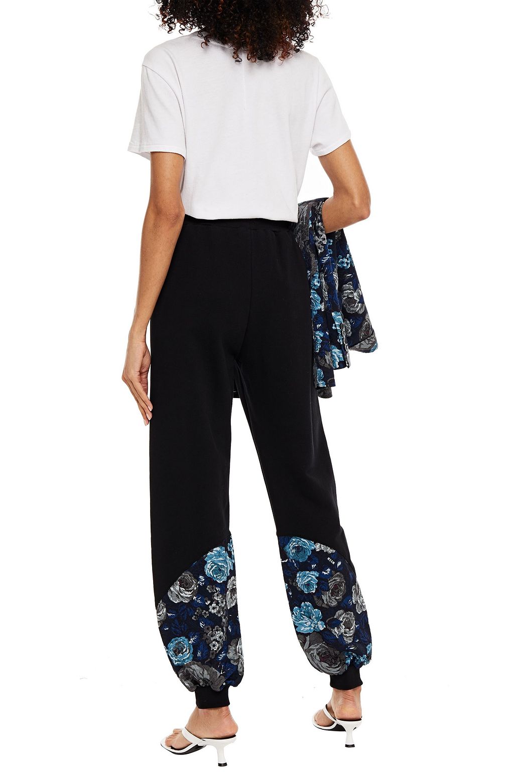 MSGM Jacquard-paneled French cotton-terry track pants