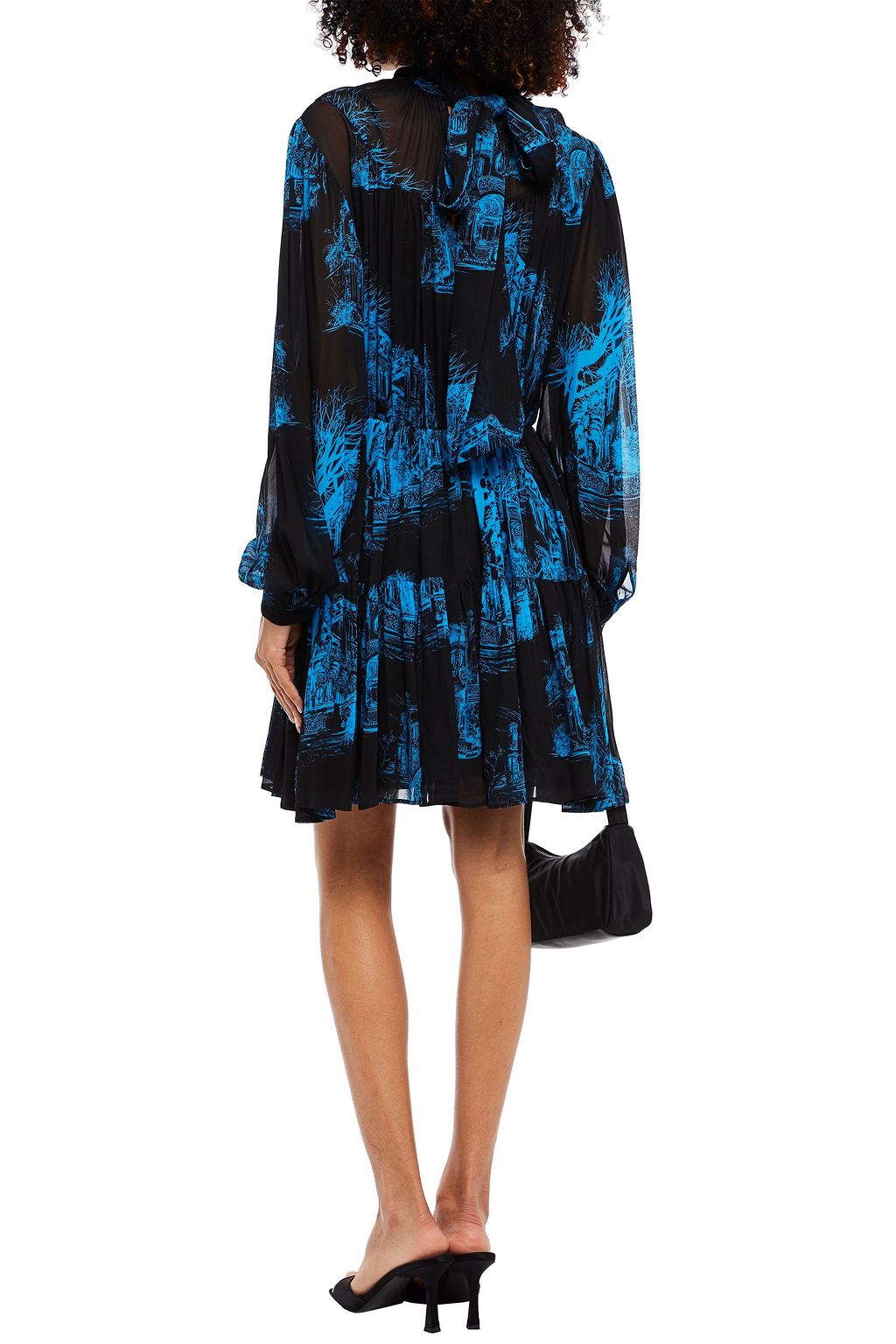 MSGM Pleated printed crepe de chine dress
