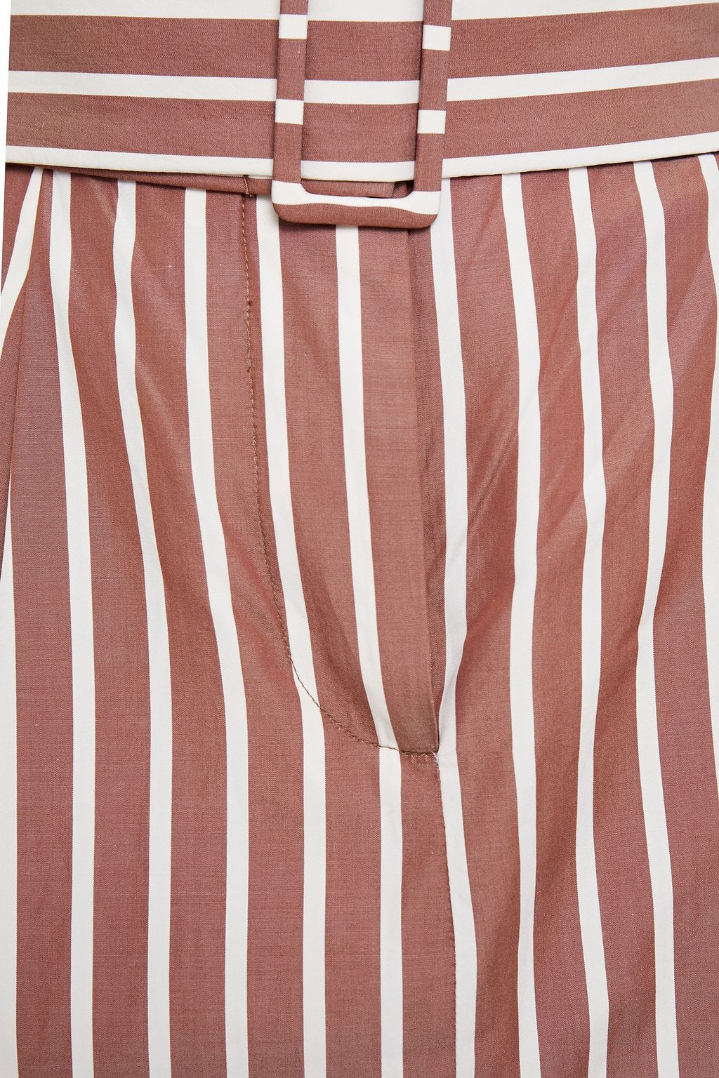 MSGM Belted striped cotton-poplin midi skirt