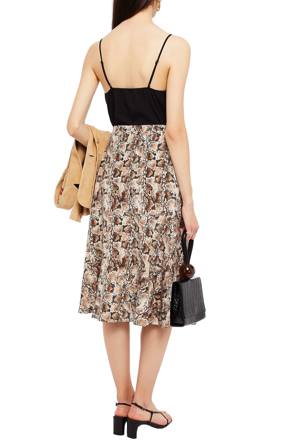 ALTUZARRA Snake-print silk crepe de chine skirt
