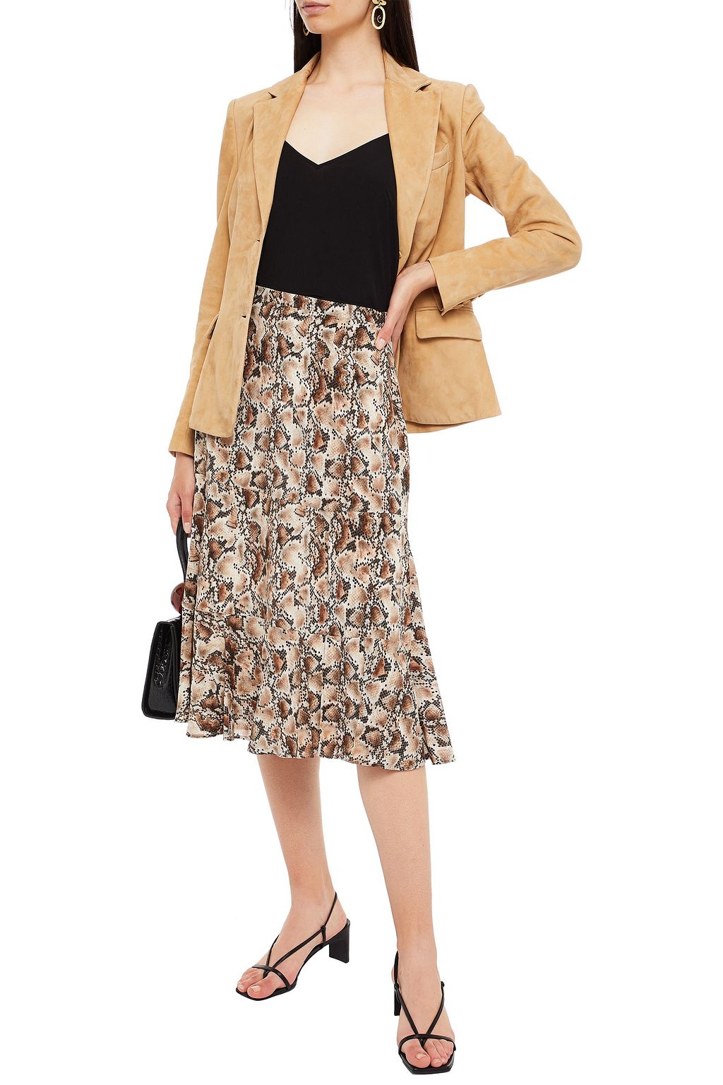 ALTUZARRA Snake-print silk crepe de chine skirt
