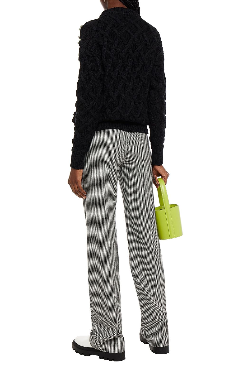 MSGM Houndstooth woven straight-leg pants