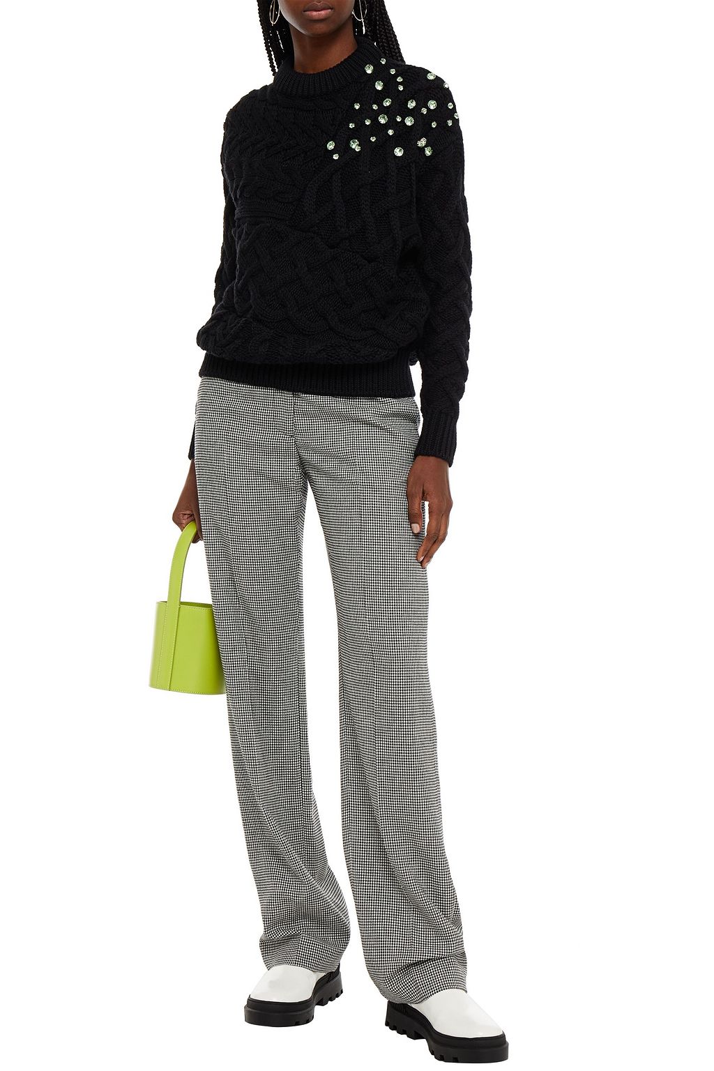 MSGM Houndstooth woven straight-leg pants