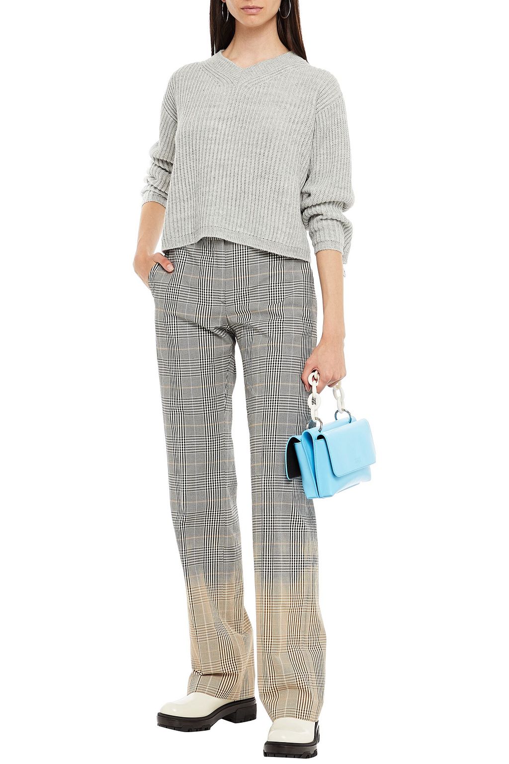 MSGM Cropped ribbed-knit sweater