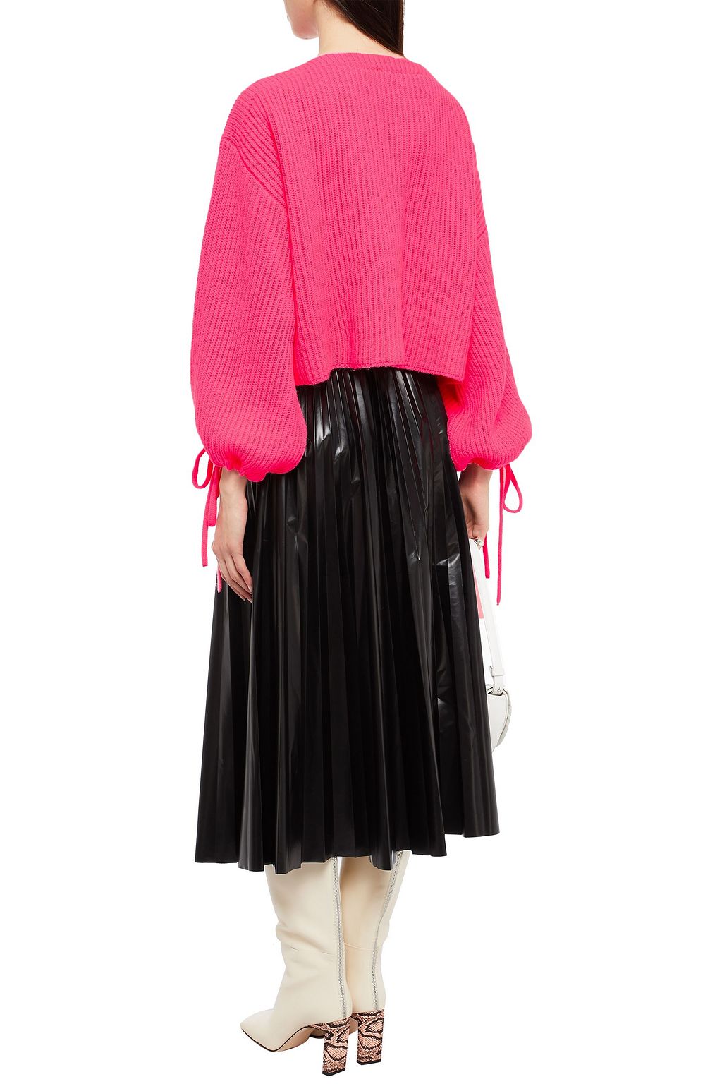 MSGM Oversized cropped ribbed-knit sweater