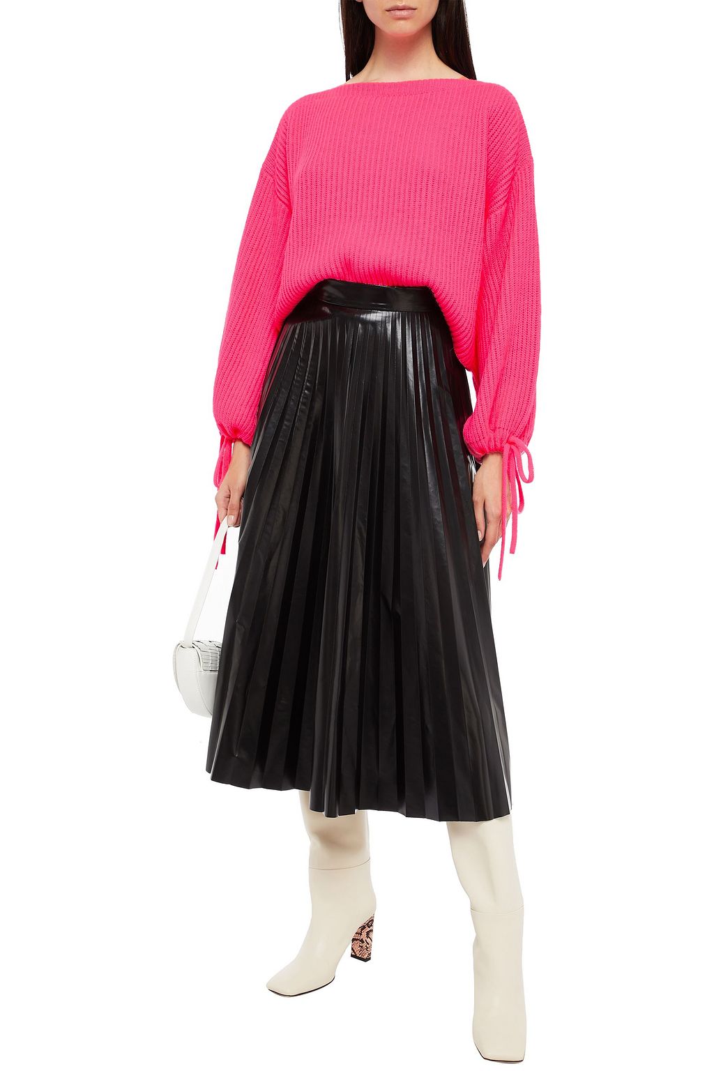 MSGM Oversized cropped ribbed-knit sweater