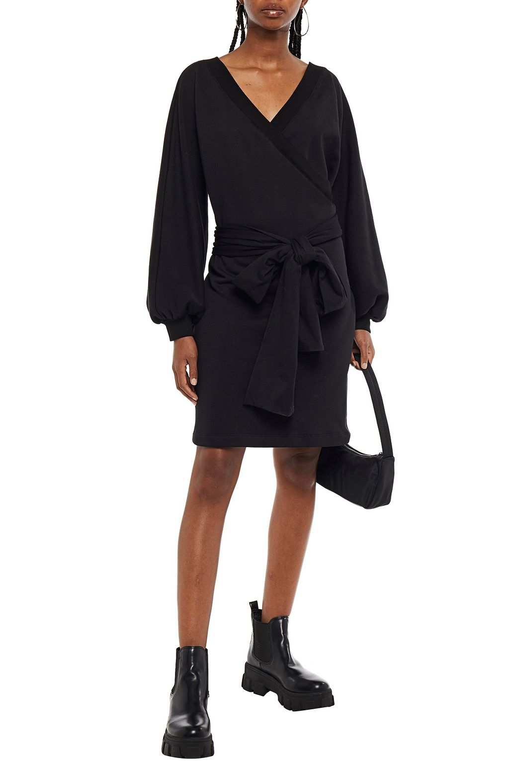 MSGM French cotton-terry wrap dress