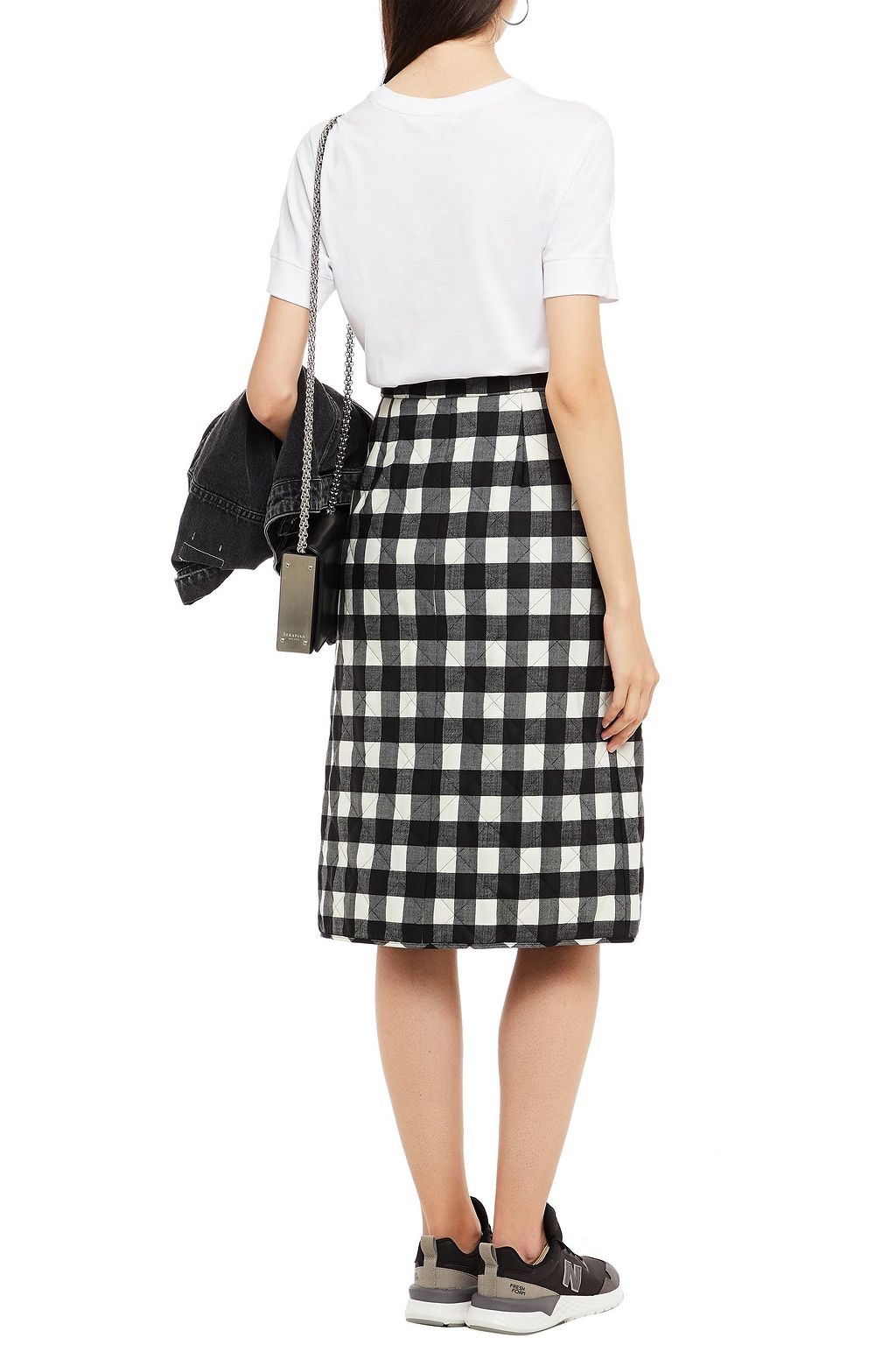 MSGM Quilted checked twill skirt