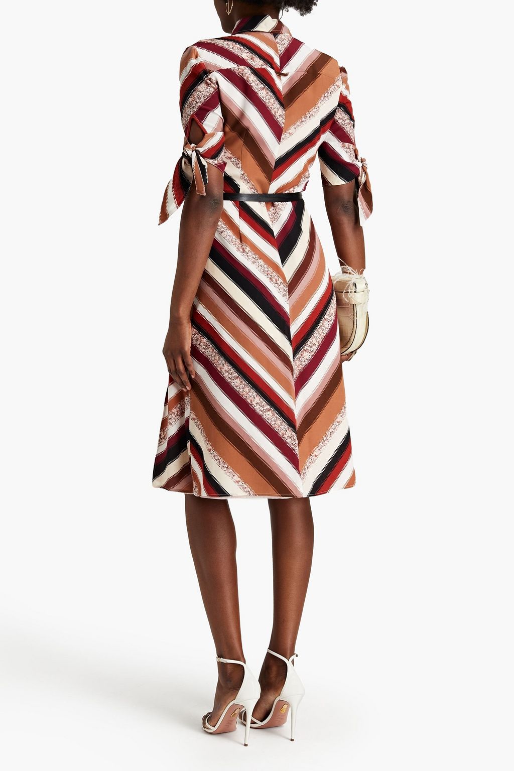 ALTUZARRA Striped silk crepe de chine midi shirt dress