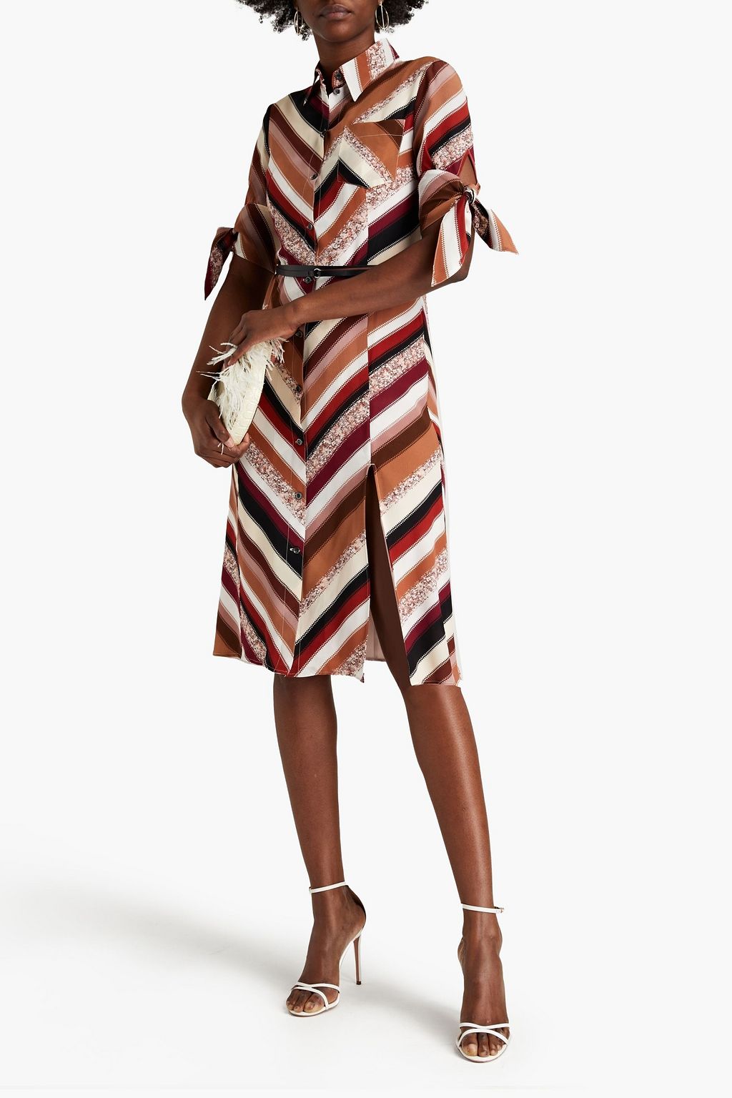 ALTUZARRA Striped silk crepe de chine midi shirt dress