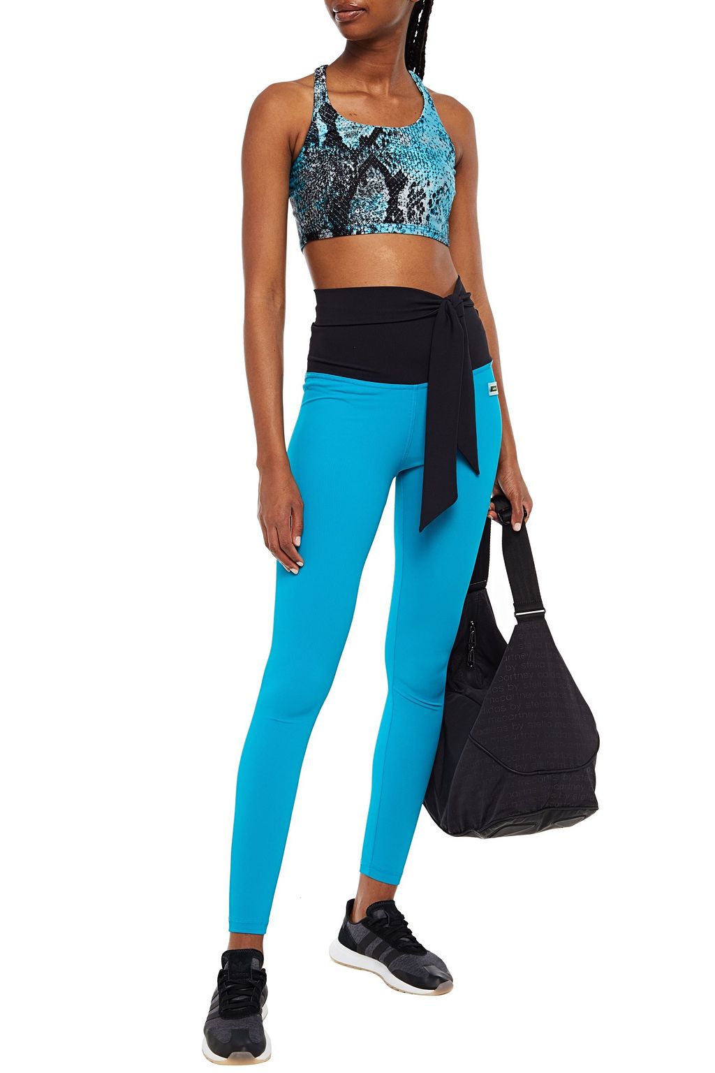 MSGM Belted two-tone ribbed jersey leggings
