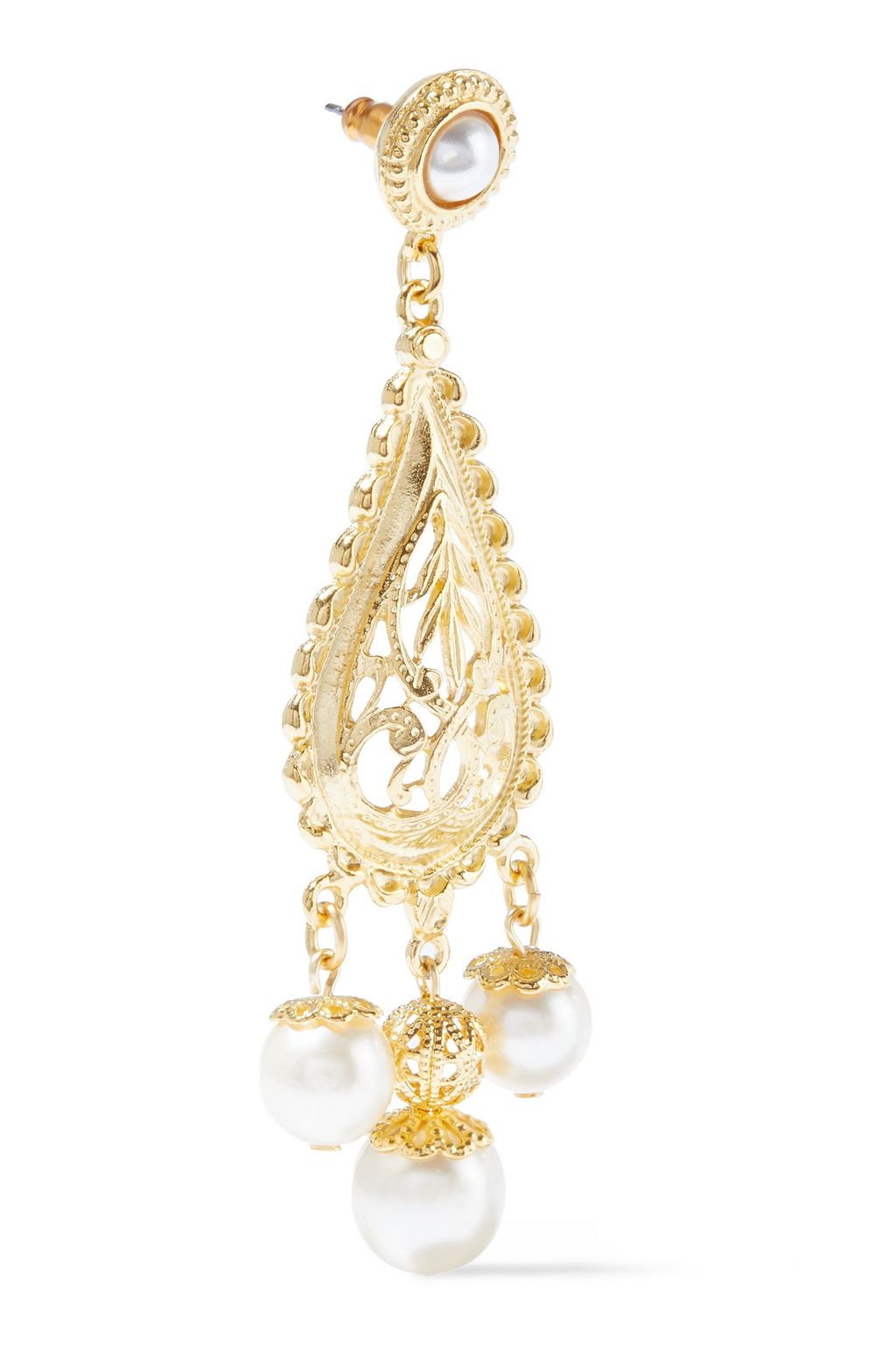 BEN-AMUN 24-karat gold-plated faux pearl earrings