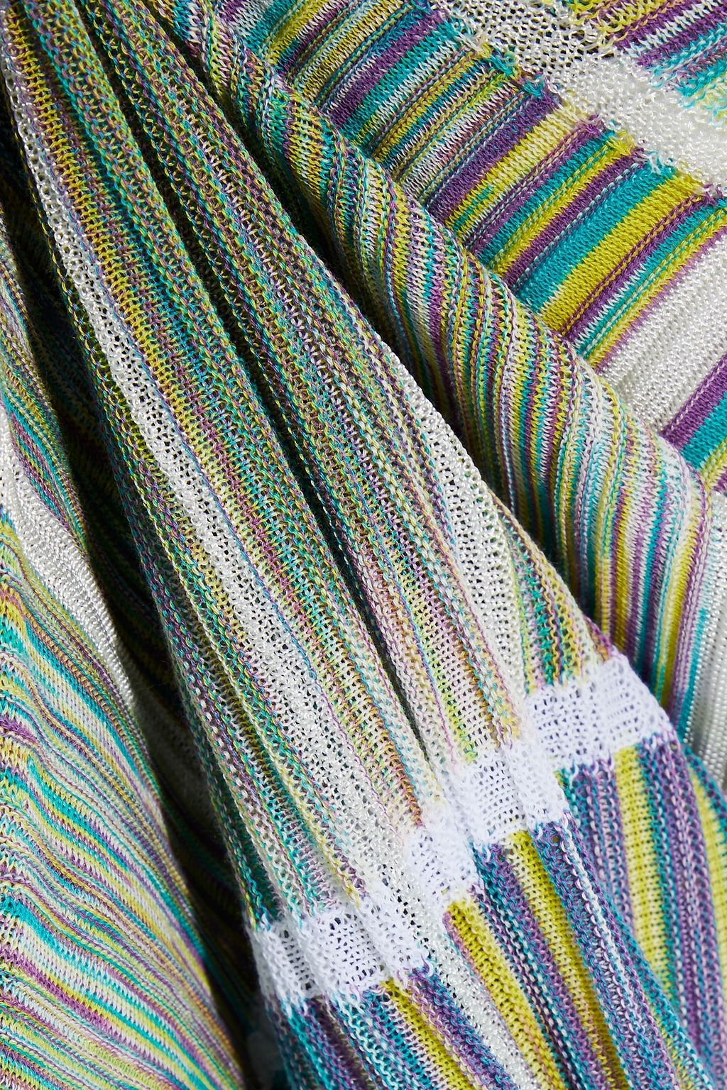 MISSONI Metallic-trimmed ribbed-knit cotton-blend flared pants