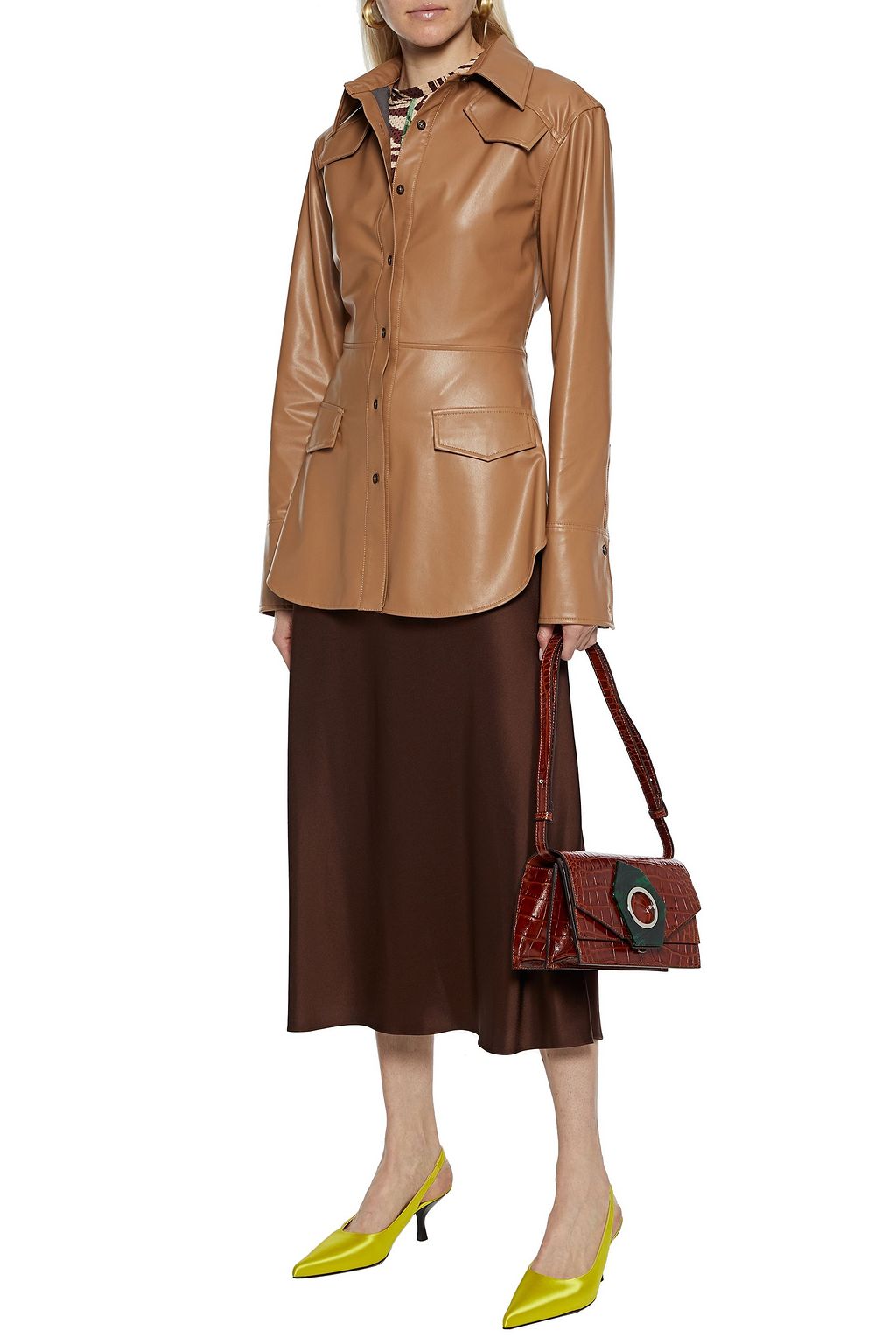 ROSETTA GETTY Satin-crepe midi skirt