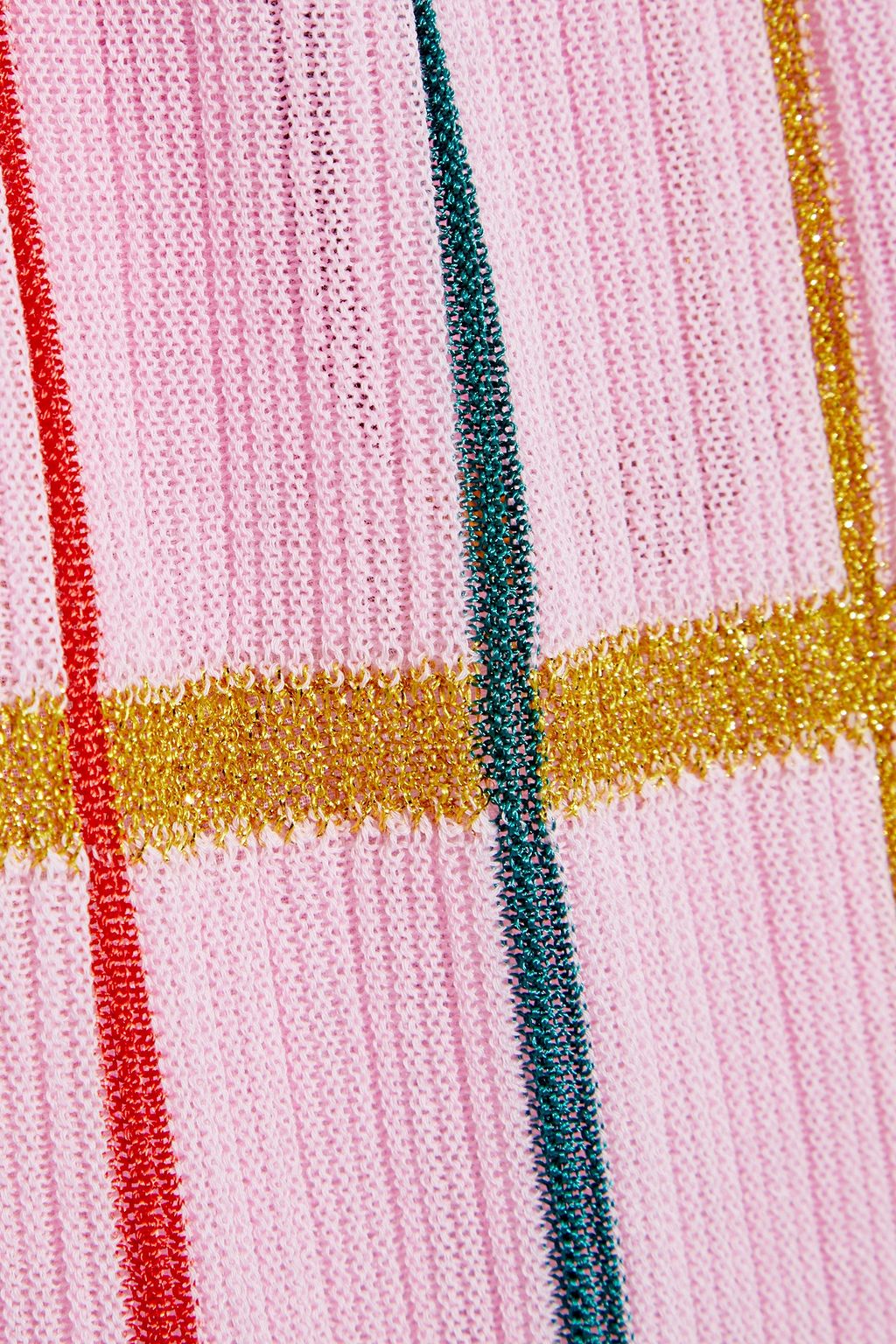 MISSONI Metallic checked ribbed cotton-blend dress