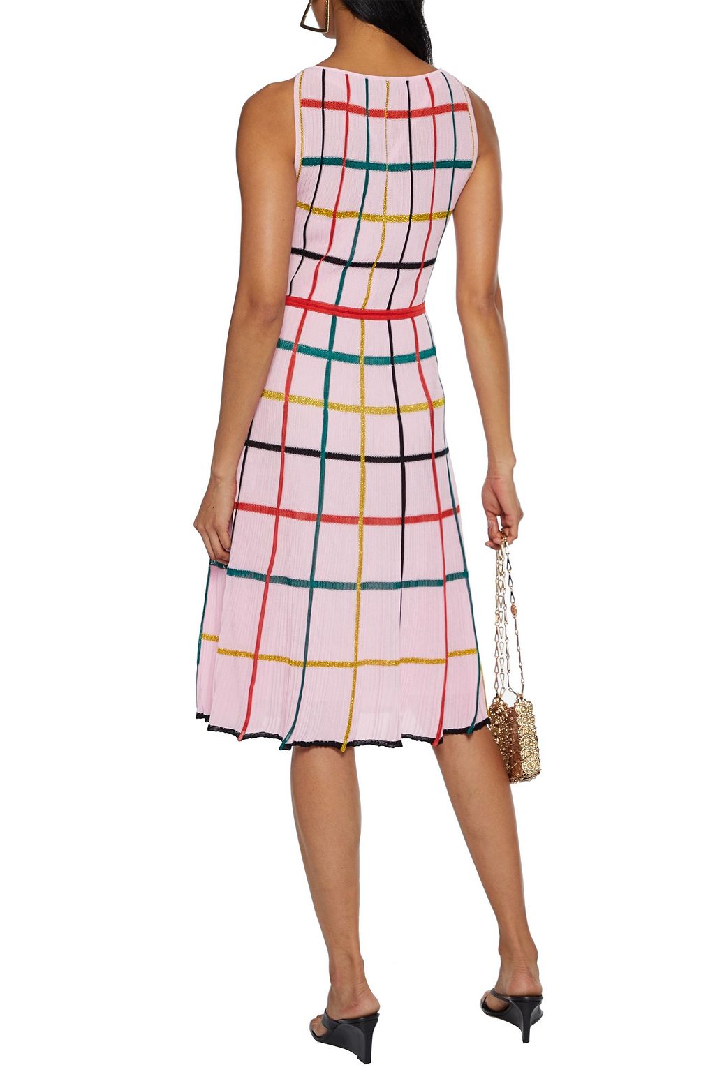 MISSONI Metallic checked ribbed cotton-blend dress