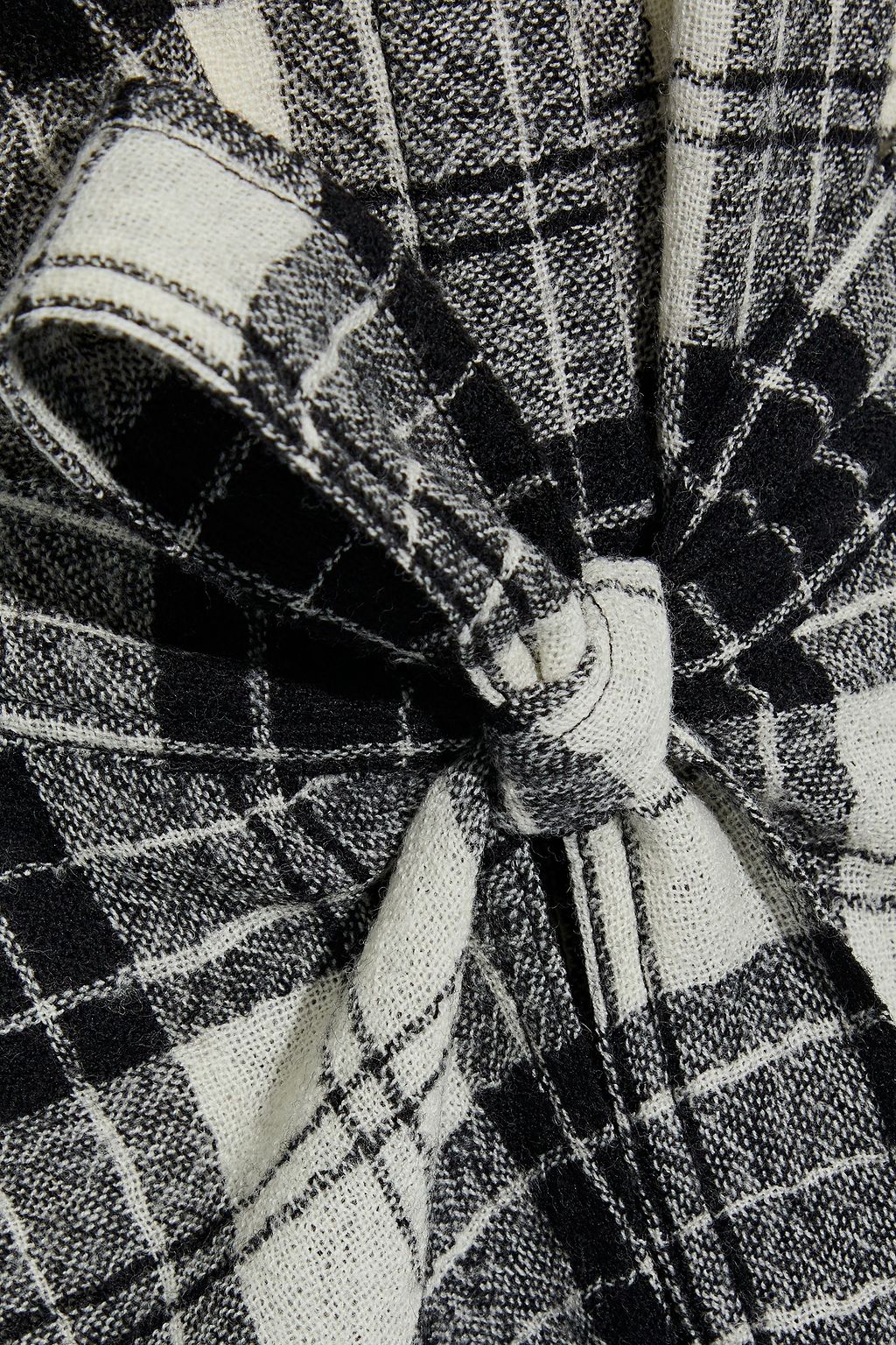 ROSETTA GETTY Asymmetric belted checked wool-gauze midi shirt dress