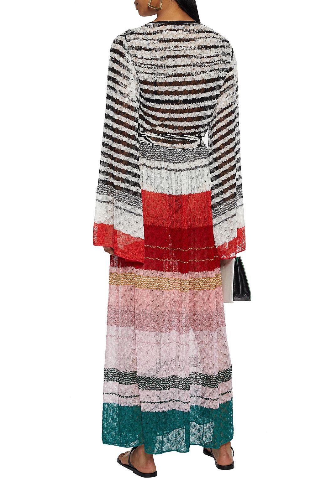 MISSONI Metallic striped crochet-knit kaftan