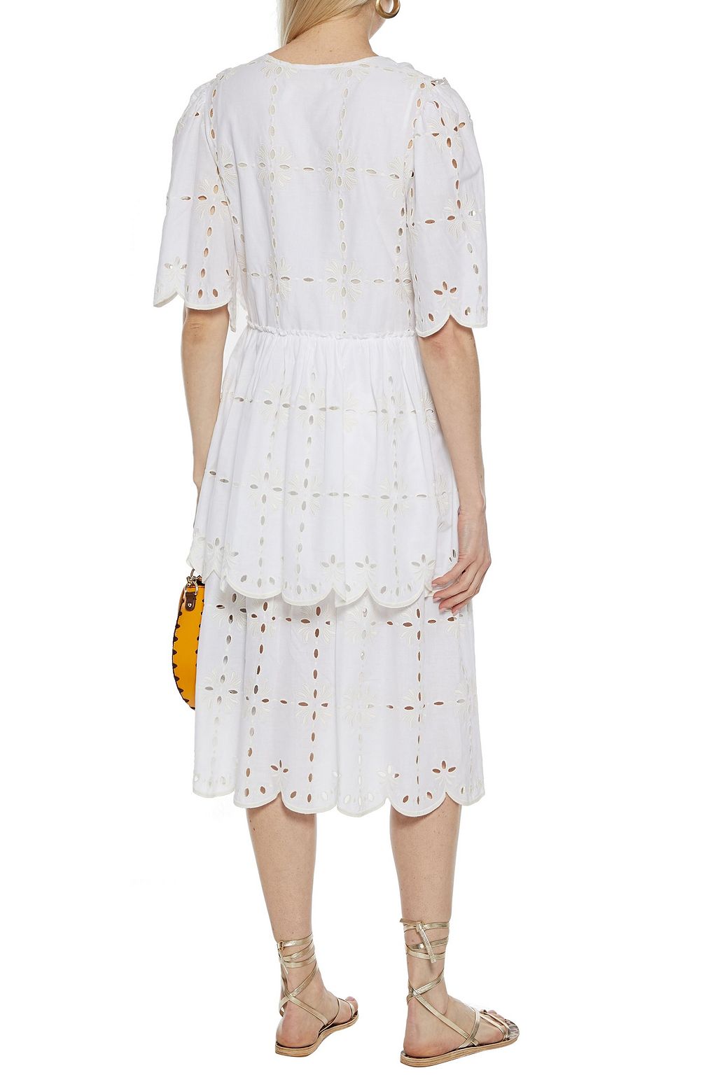 SEE BY CHLOÉ Tiered ruffled broderie anglaise cotton midi dress