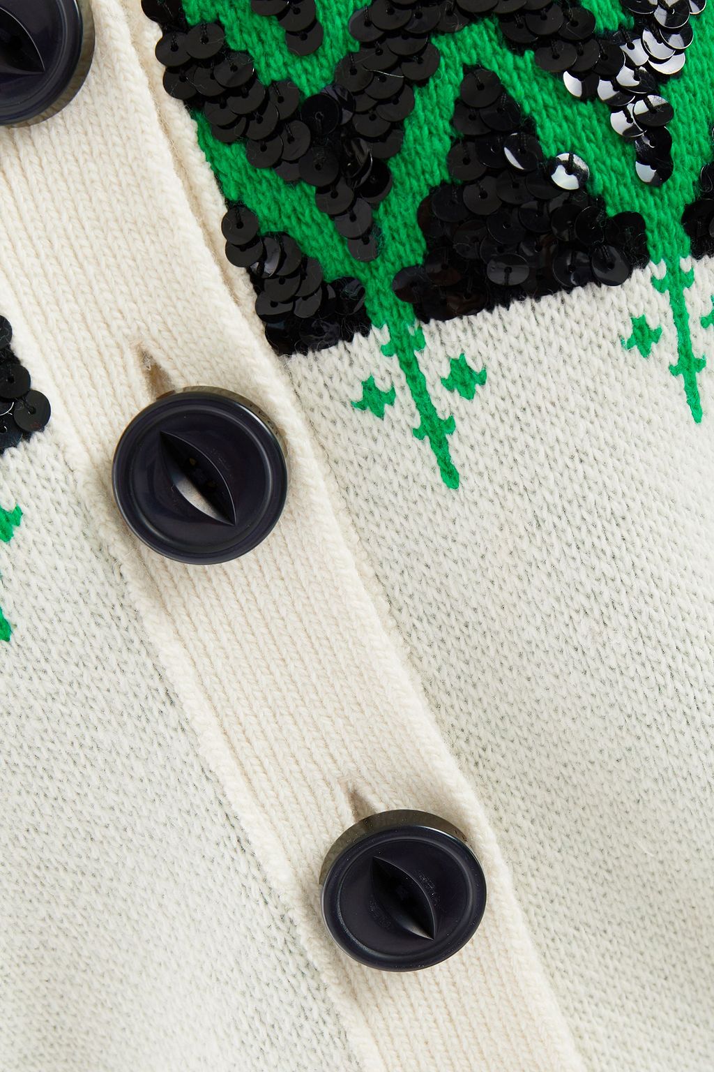 COACH Embellished jacquard-knit wool and cashmere-blend cardigan